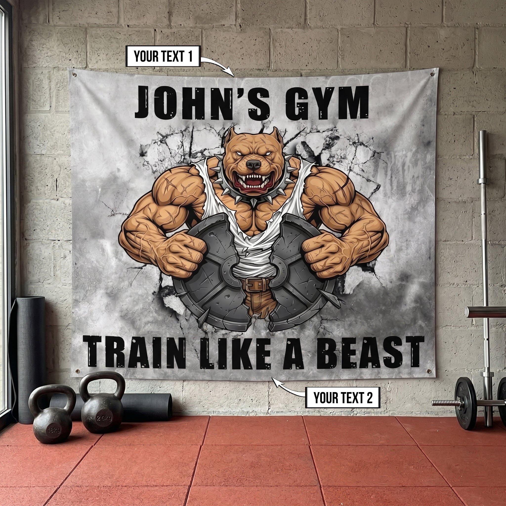 Bulldog Bodybuilding Gym Flags for Garage Gym 11538