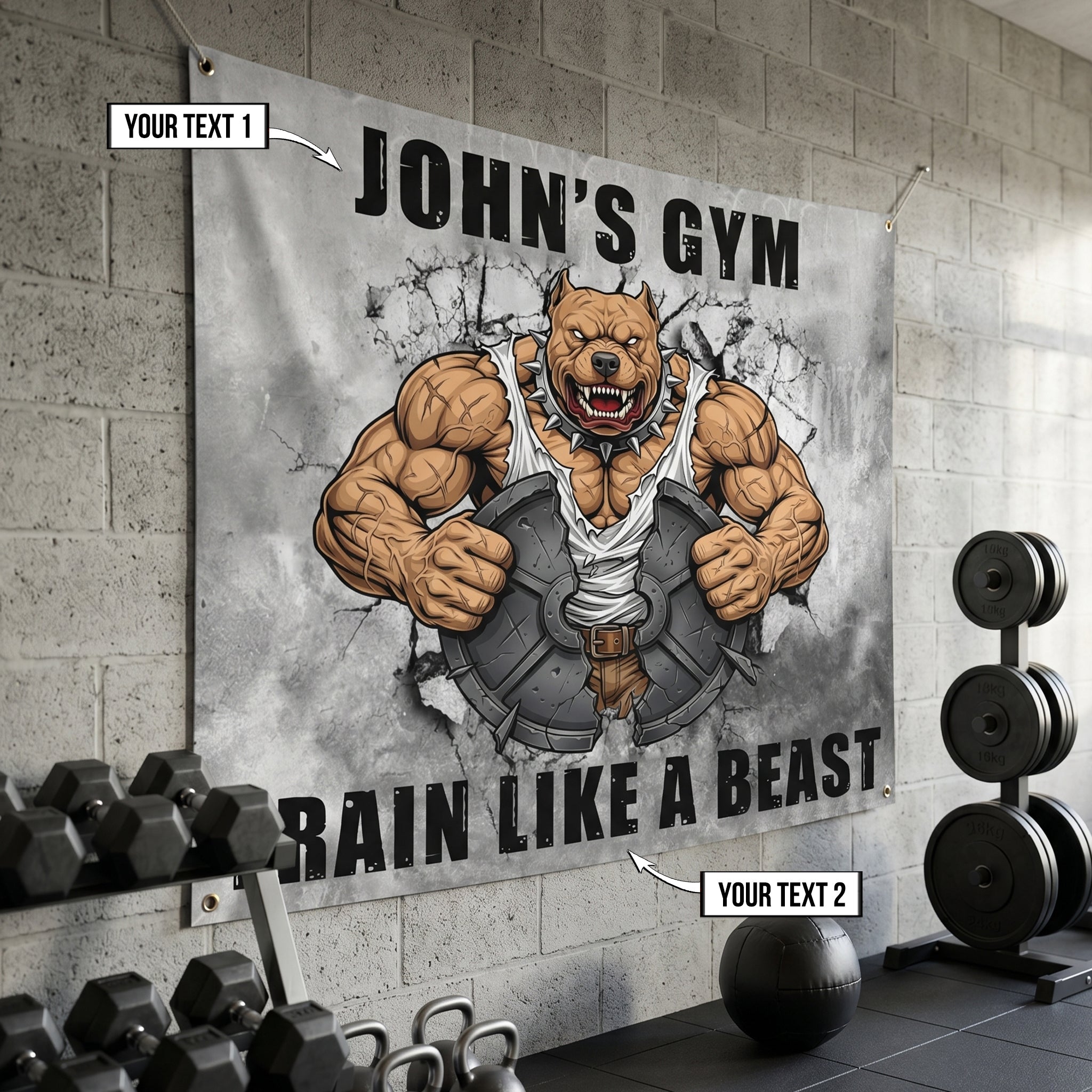 Bulldog Bodybuilding Gym Flags for Garage Gym 11538