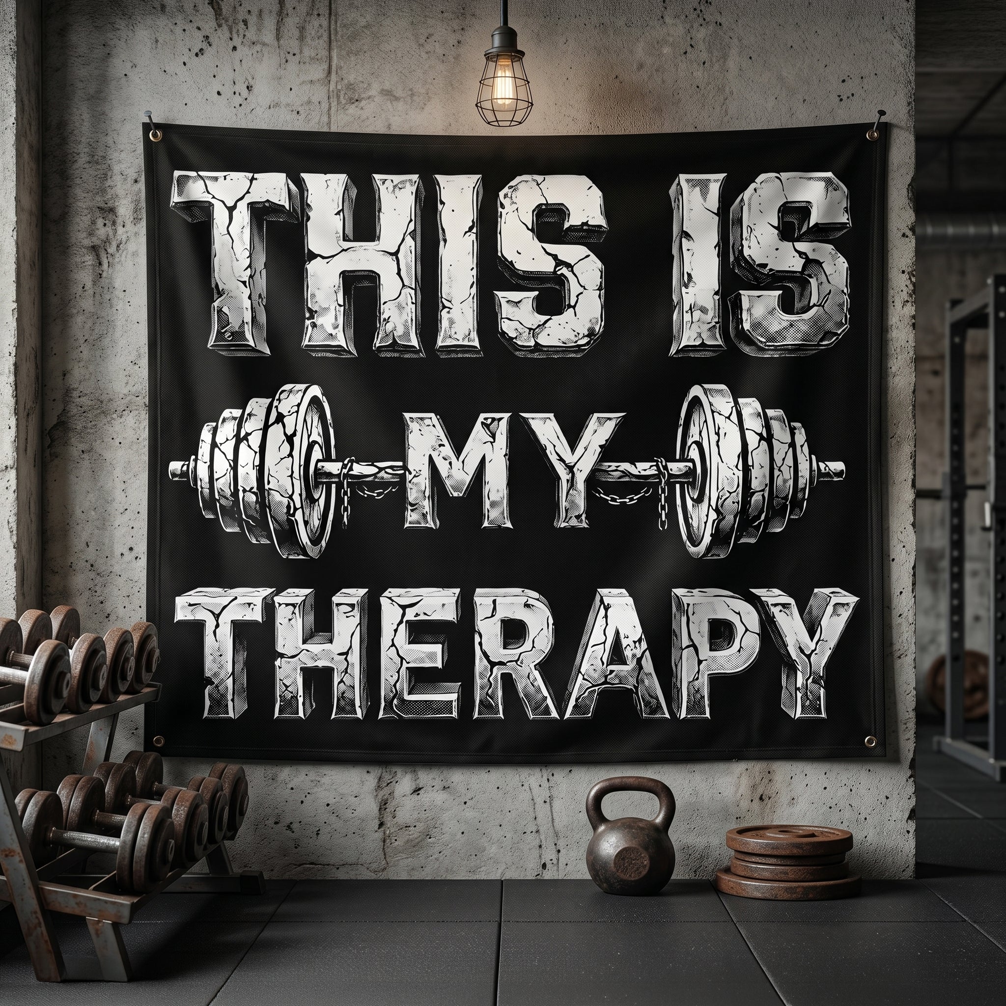 This Is My Therapy Home Gym Flag Motivational Quote for Bodybuilding 11540