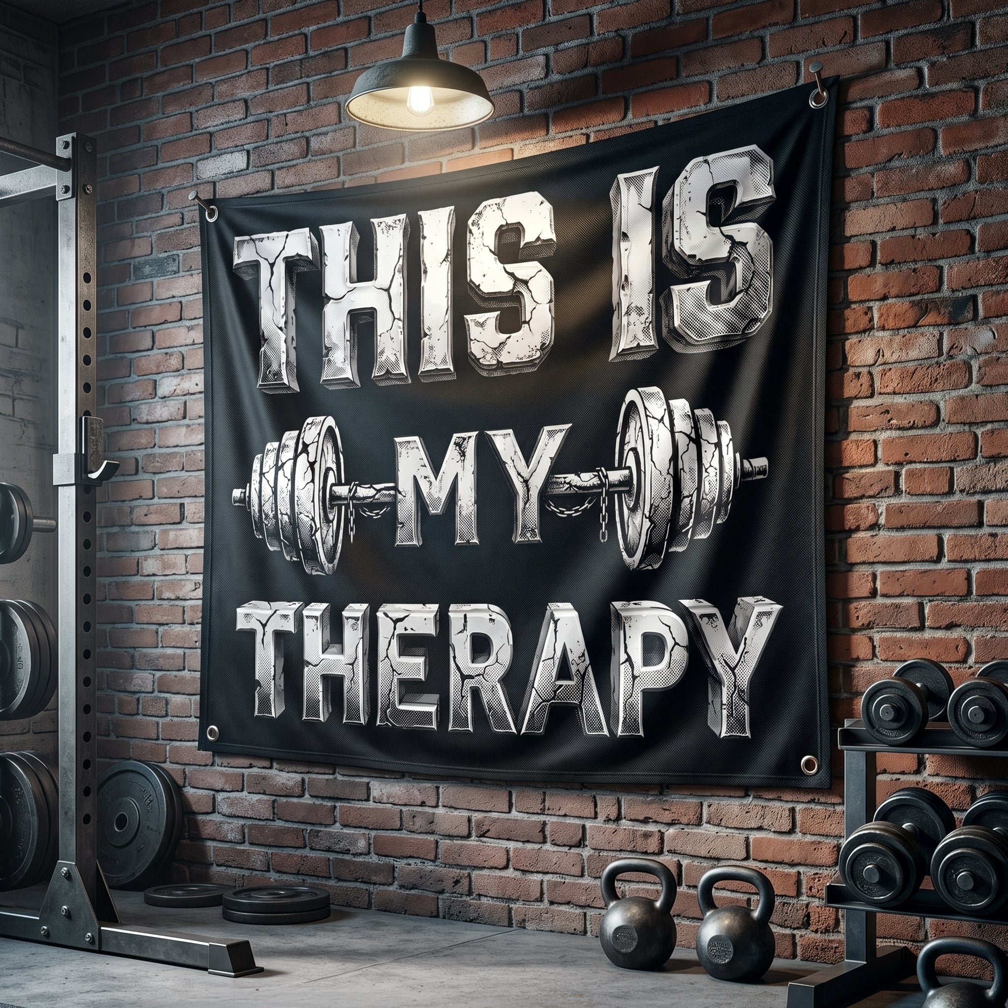 This Is My Therapy Home Gym Flag Motivational Quote for Bodybuilding 11540