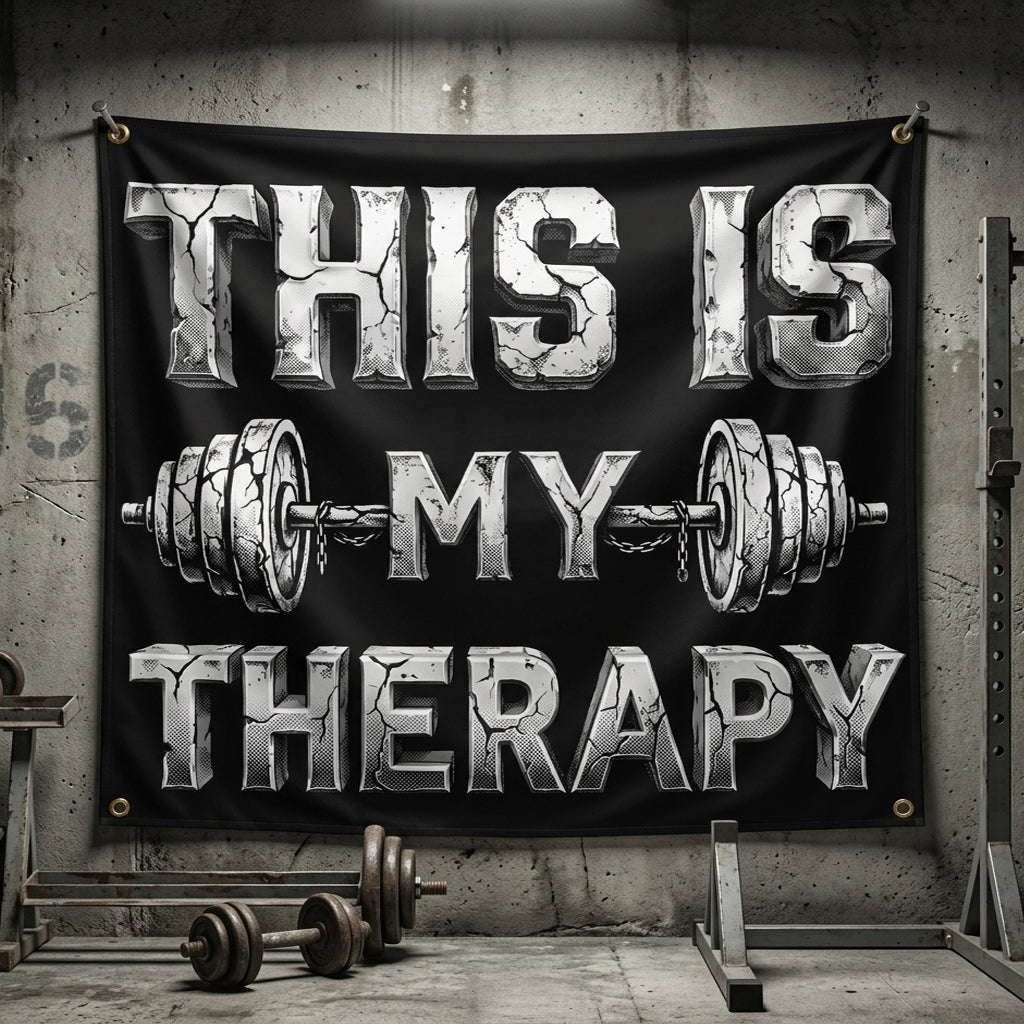 This Is My Therapy Home Gym Flag Motivational Quote for Bodybuilding 11540