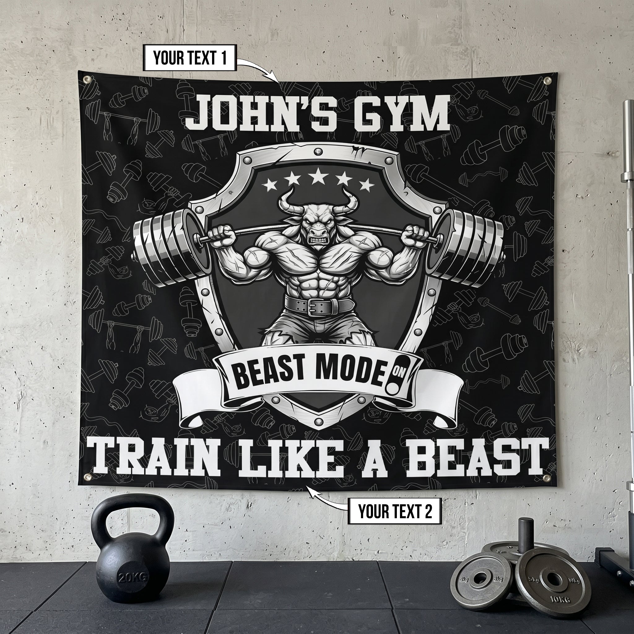 Custom Weightlifting Flag for Home Gym Decor Garage Gym Train Like A Beast 11541