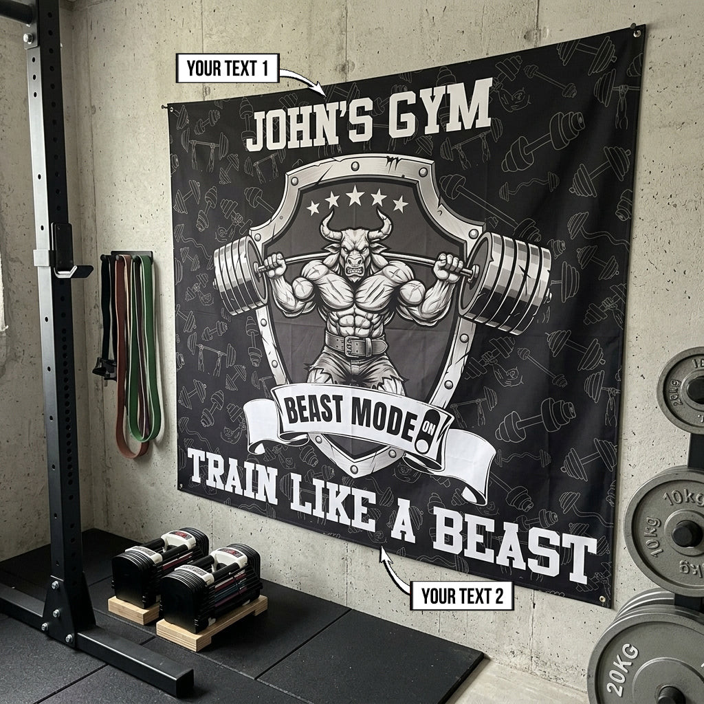 Custom Weightlifting Flag for Home Gym Decor Garage Gym Train Like A Beast 11541