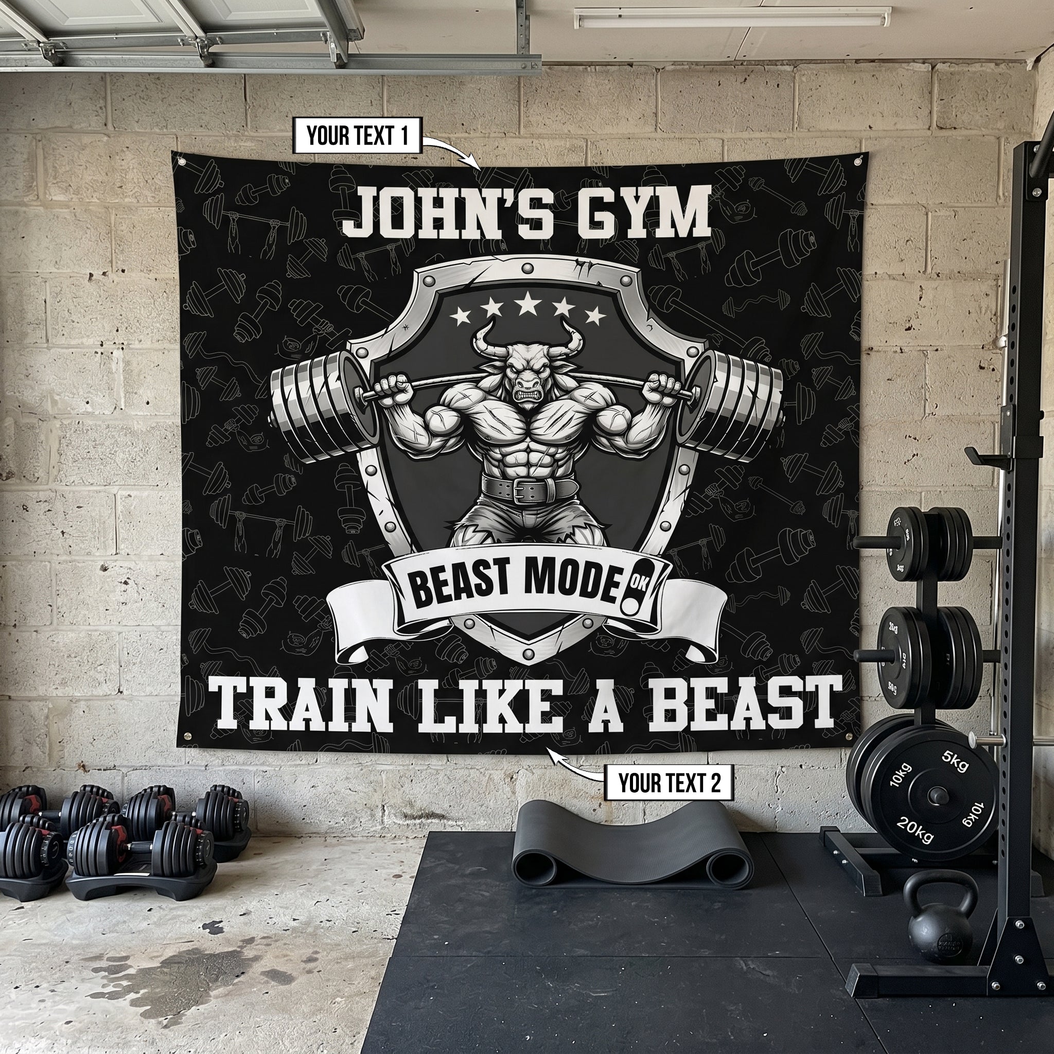 Custom Weightlifting Flag for Home Gym Decor Garage Gym Train Like A Beast 11541