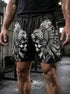 Aztec Jaguar Skull Men's Gym Shorts 11546