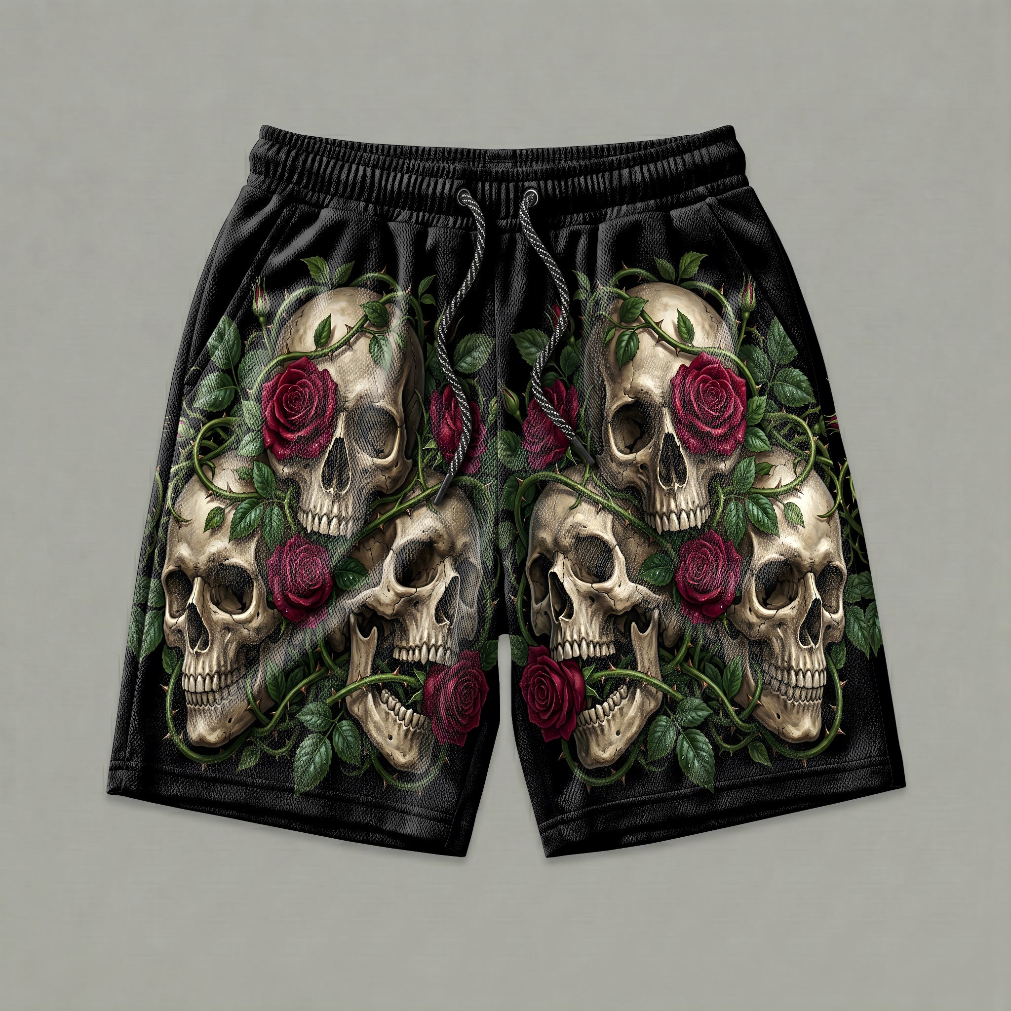 Three Wise Floral Skulls Gym Shorts 11547