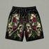 Three Wise Floral Skulls Gym Shorts 11547