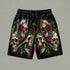 Three Wise Floral Skulls Gym Shorts 11547