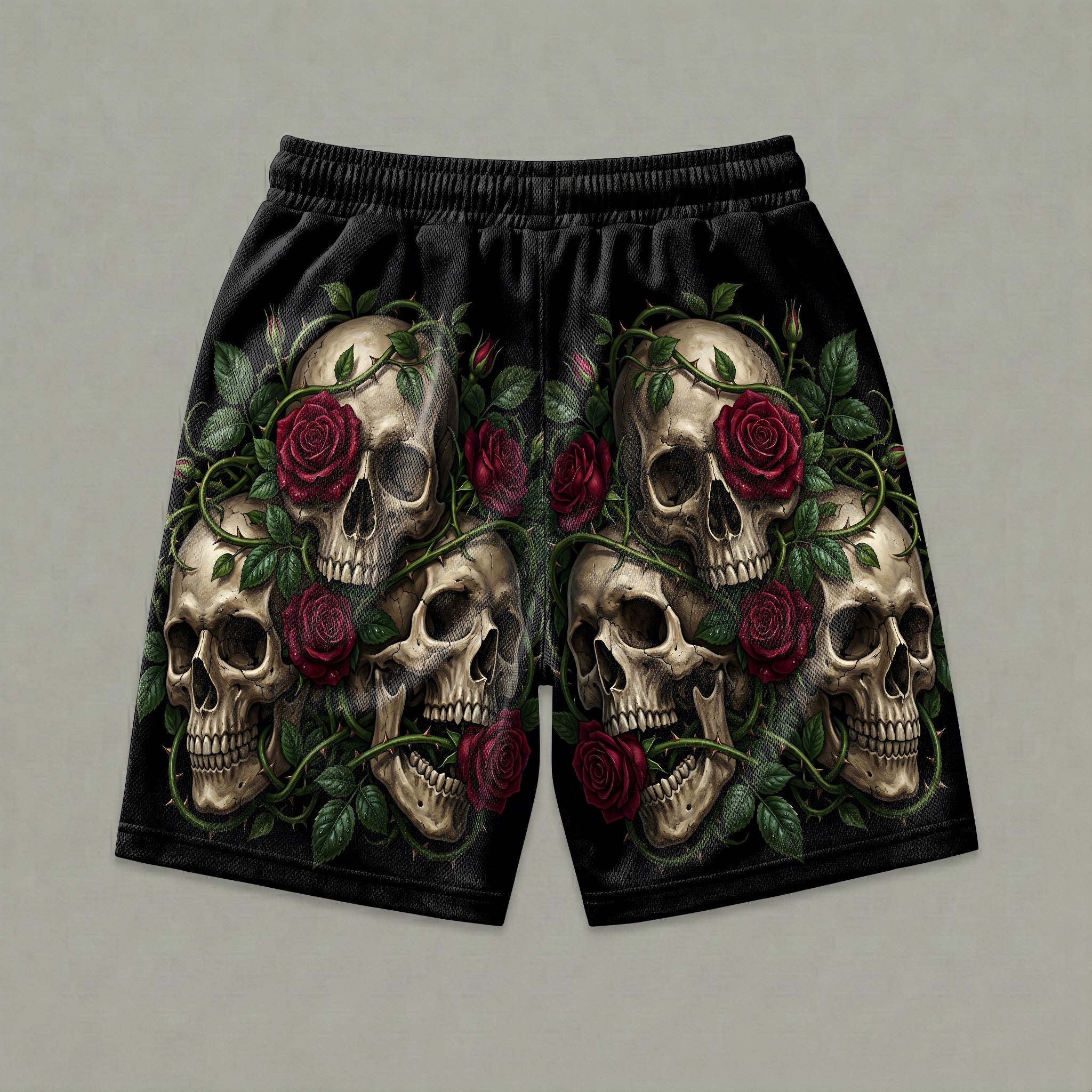 Three Wise Floral Skulls Gym Shorts 11547