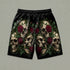 Three Wise Floral Skulls Gym Shorts 11547