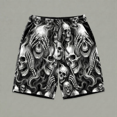 Three Wise Ghost Skulls Men's Gym Shorts 11548