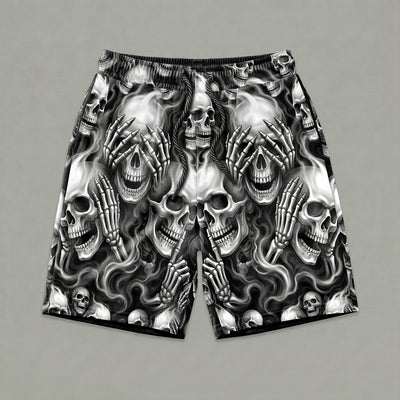 Three Wise Ghost Skulls Men's Gym Shorts 11548