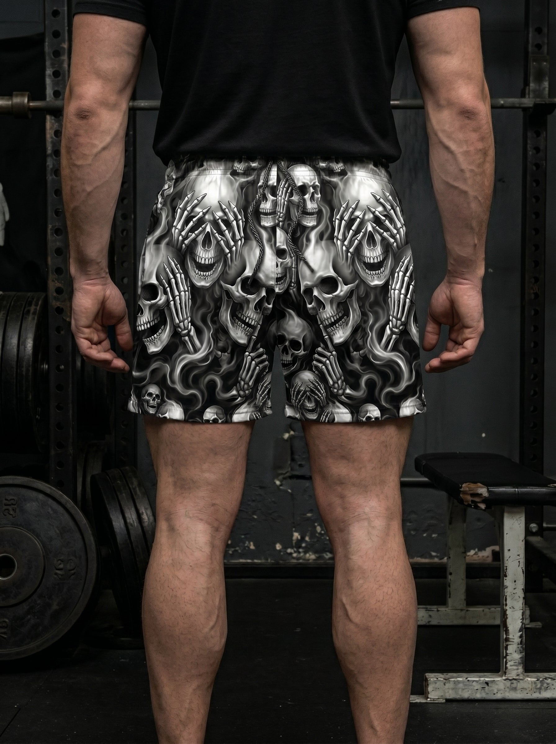 Three Wise Ghost Skulls Men's Gym Shorts 11548