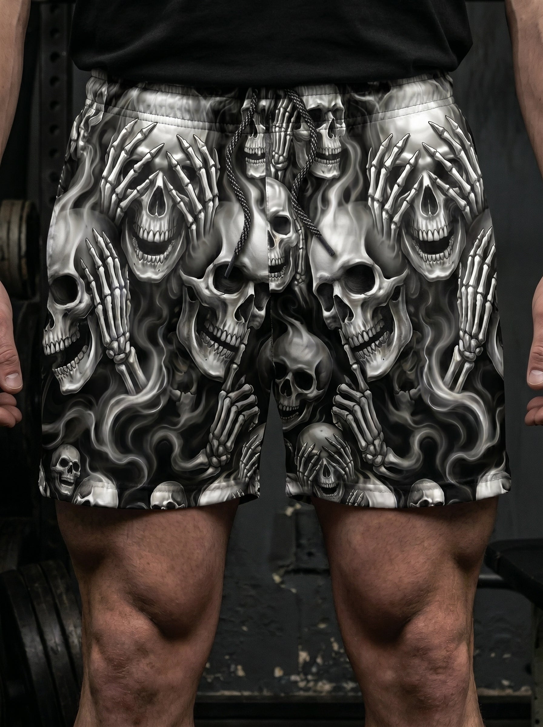Three Wise Ghost Skulls Men's Gym Shorts 11548
