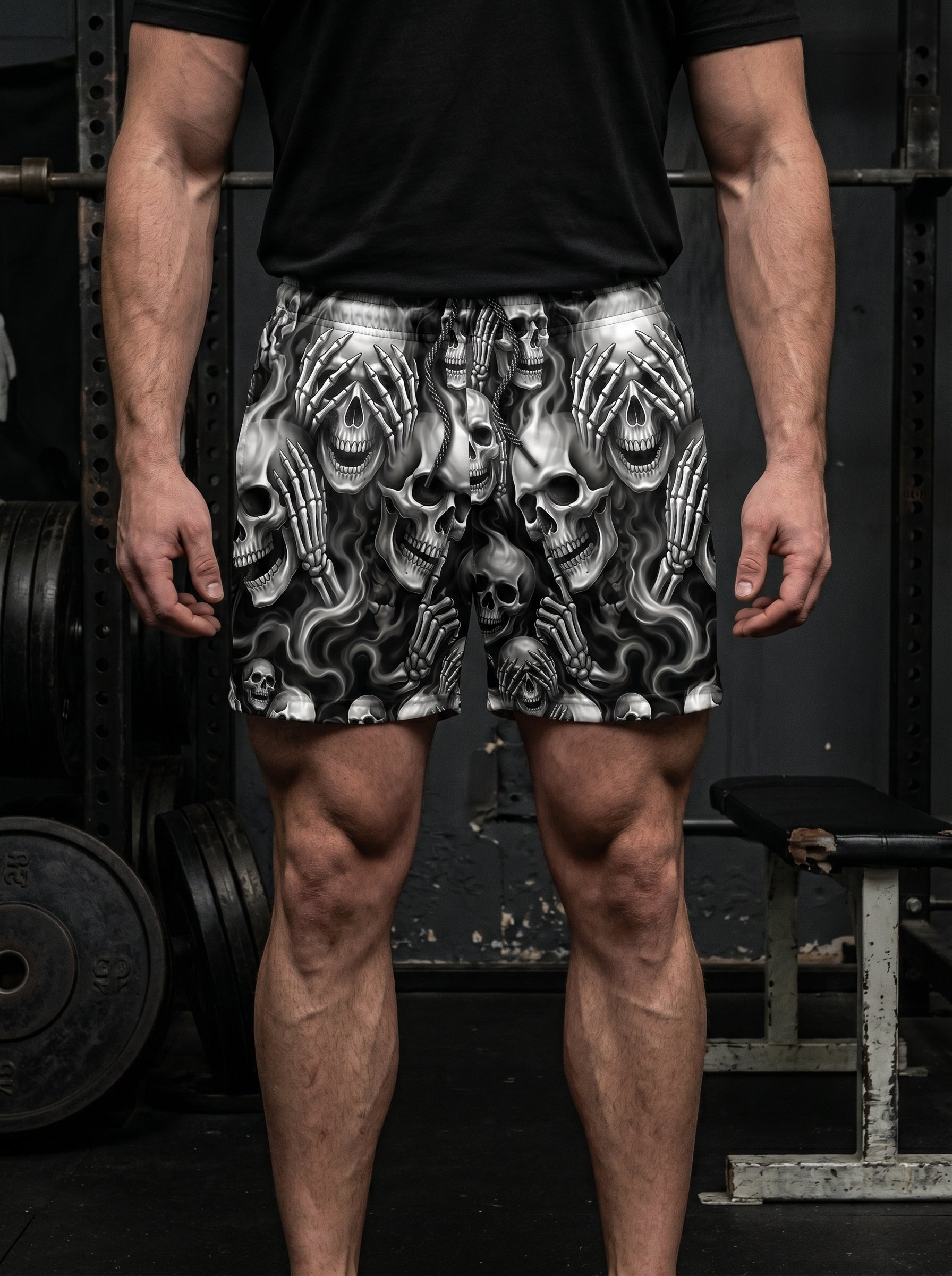 Three Wise Ghost Skulls Men's Gym Shorts 11548
