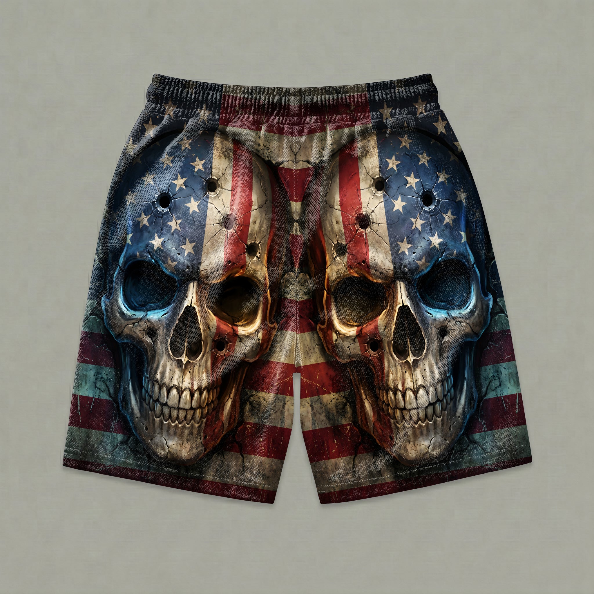 American Flag Skulls Men's Gym Shorts 11550