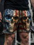American Flag Skulls Men's Gym Shorts 11550