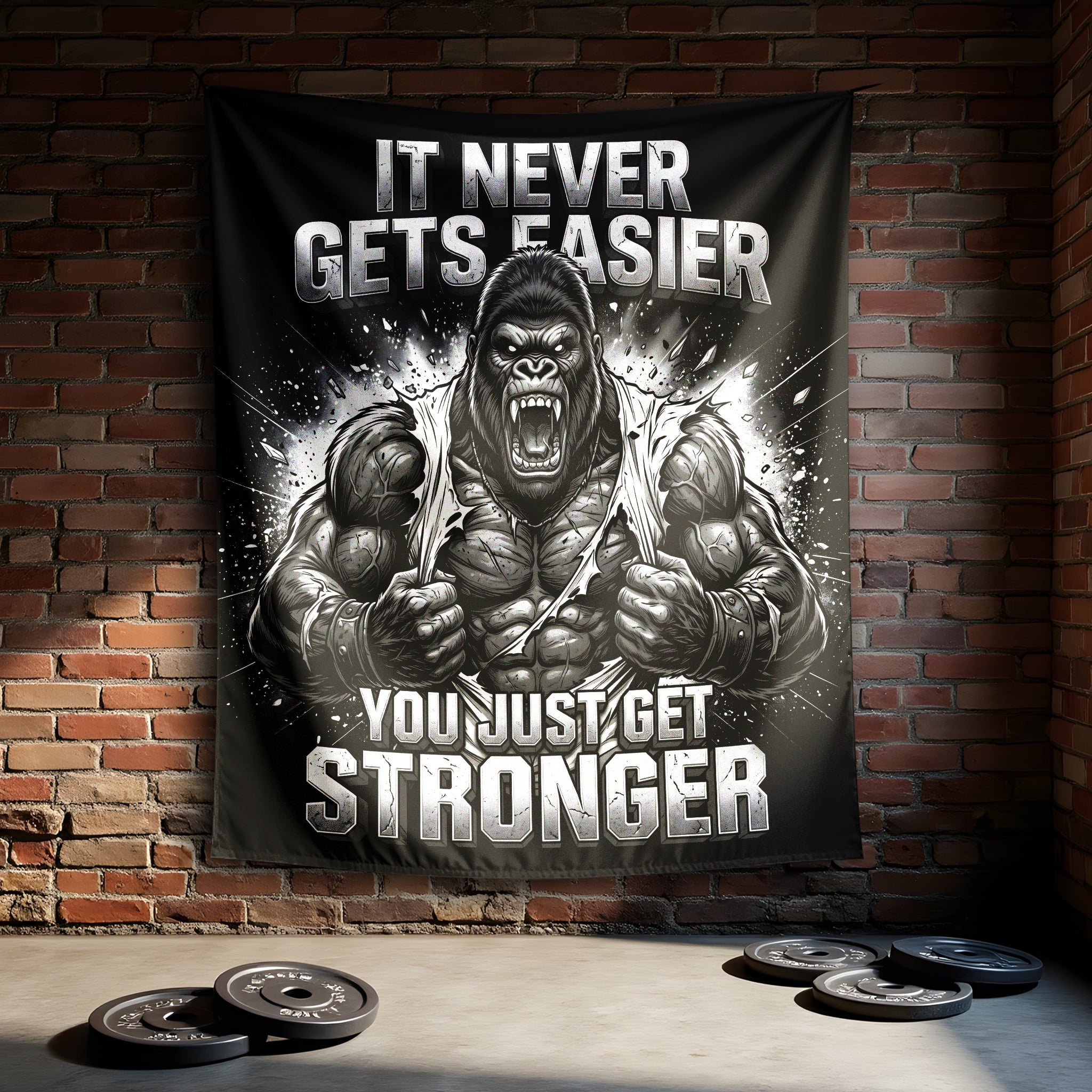 Never Gets Easier Motivational Workout Gym Banner 11553
