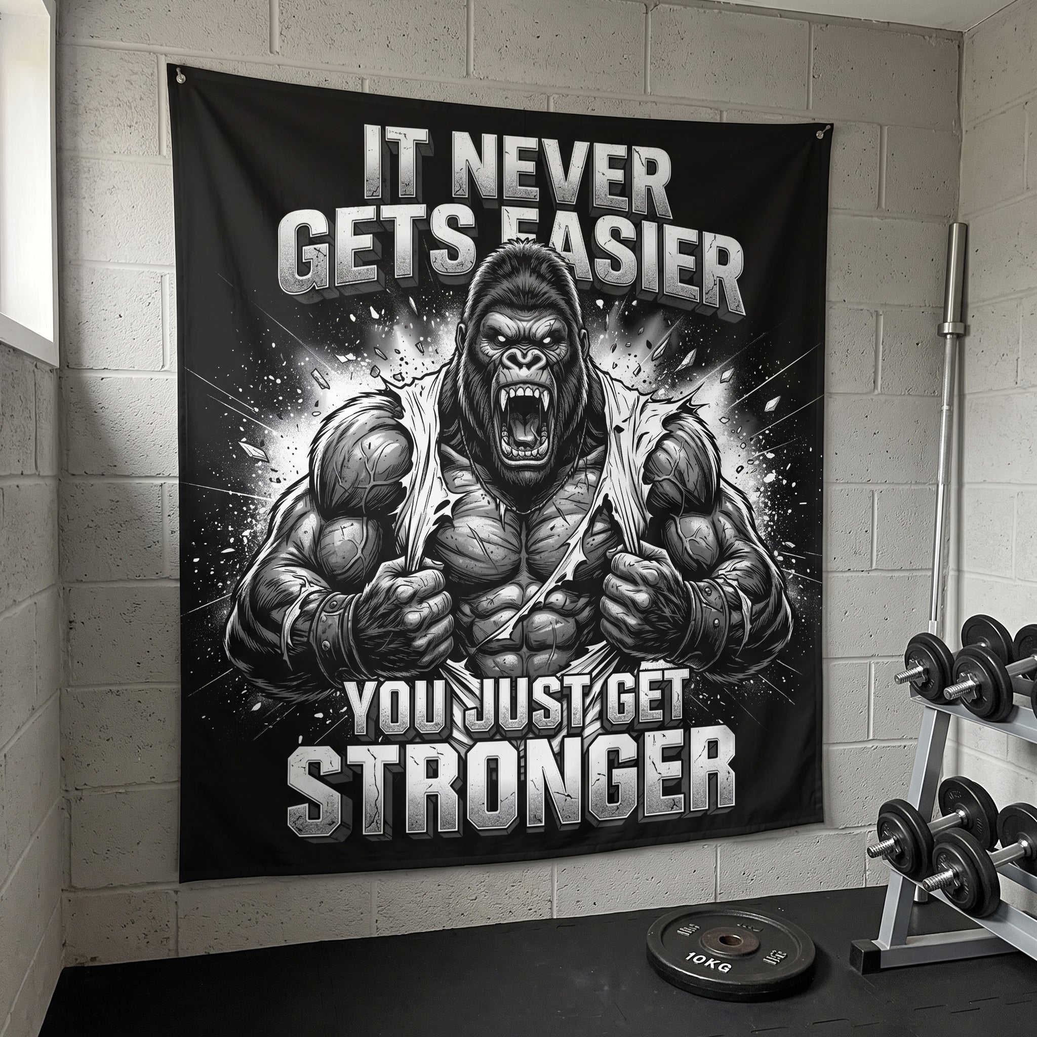 Never Gets Easier Motivational Workout Gym Banner 11553