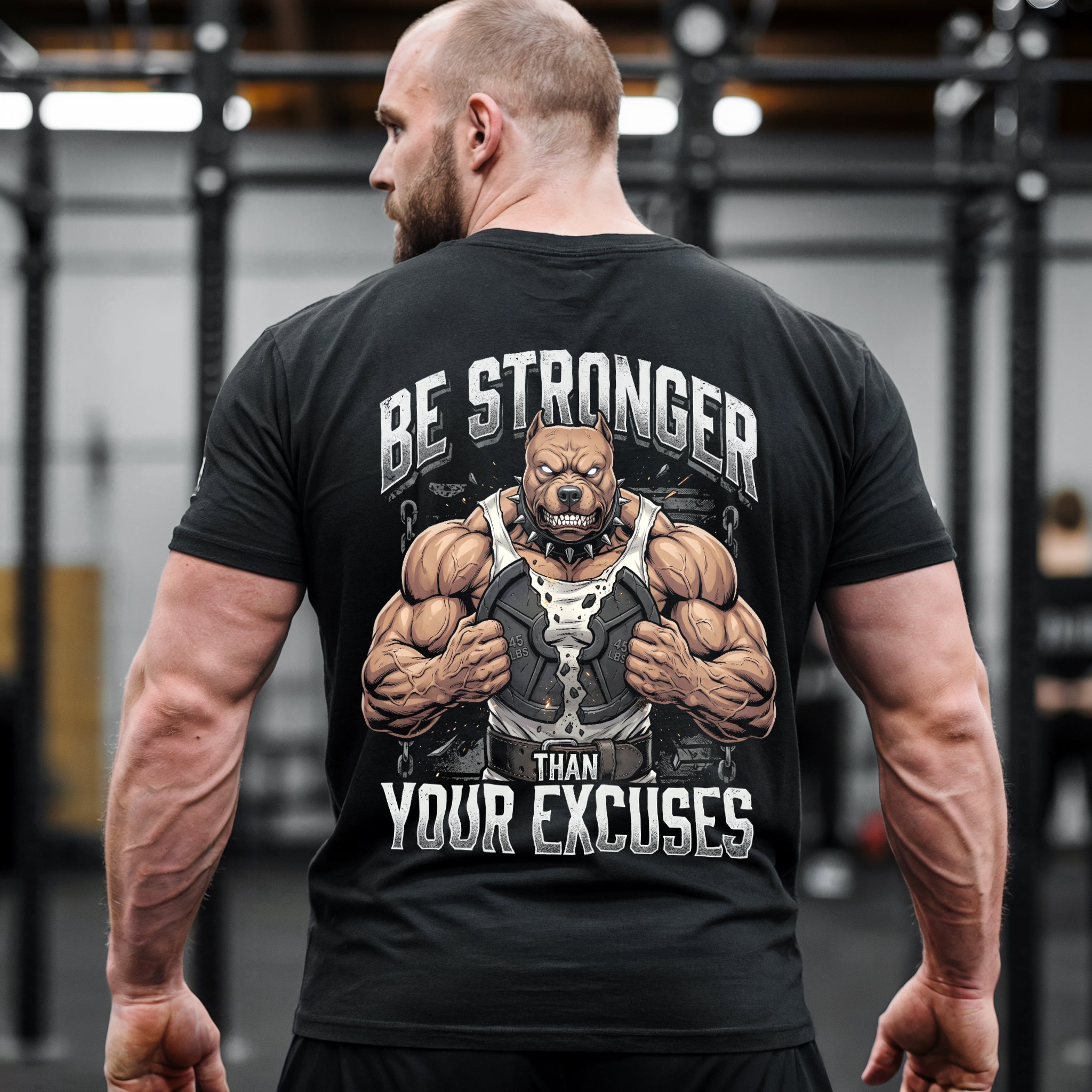 Stronger Than Excuses Pitbull Workout Gym T-shirts 11554