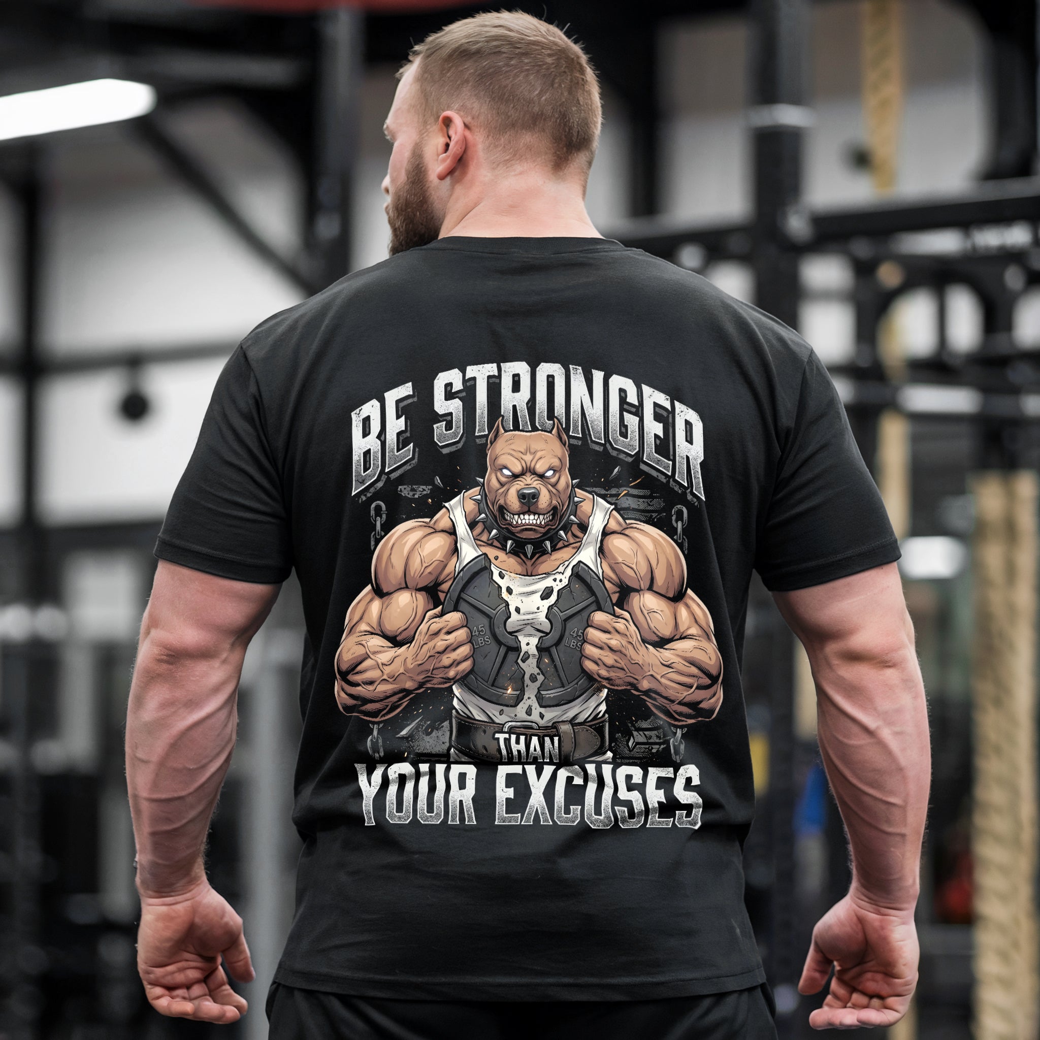 Stronger Than Excuses Pitbull Workout Gym T-shirts 11554