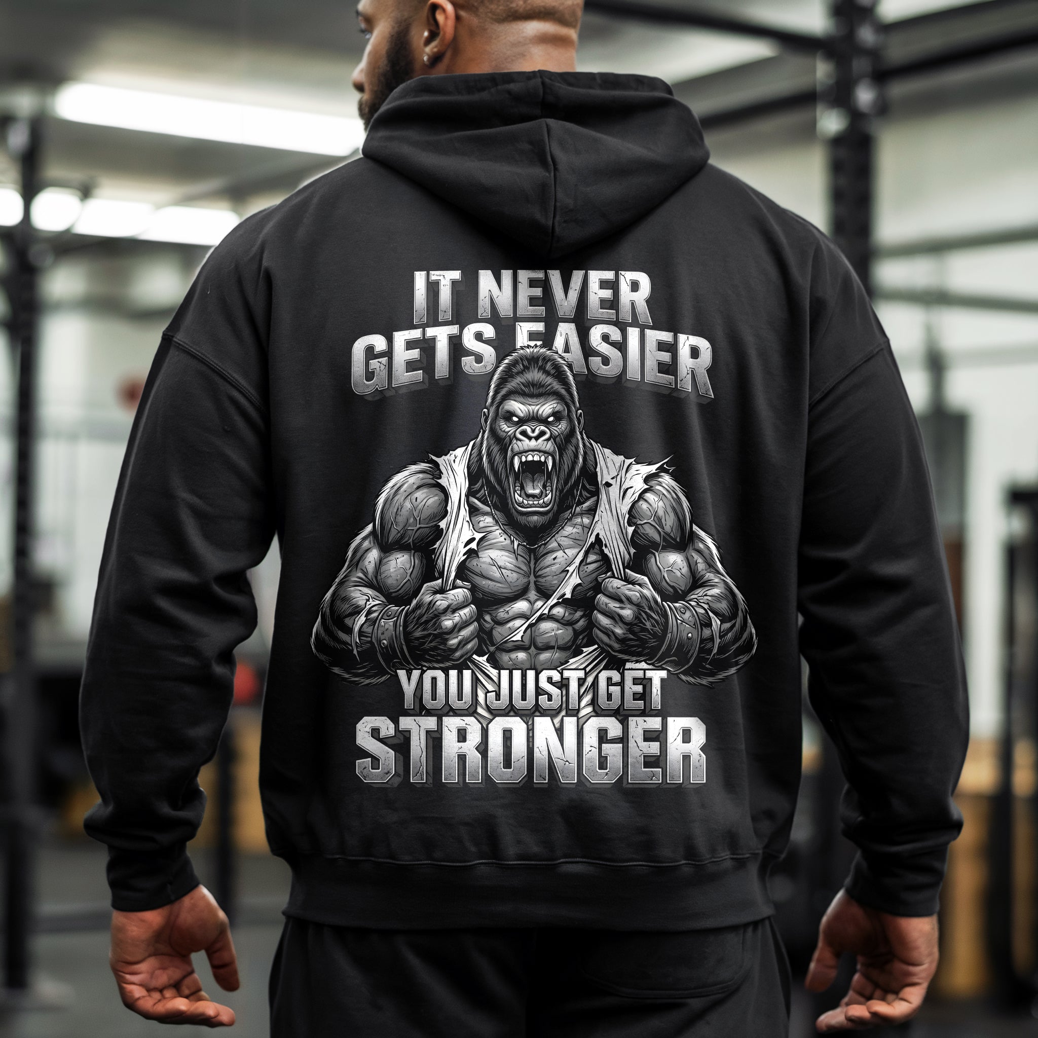 Never Gets Easier Gorilla Workout Gym Hoodie 11559