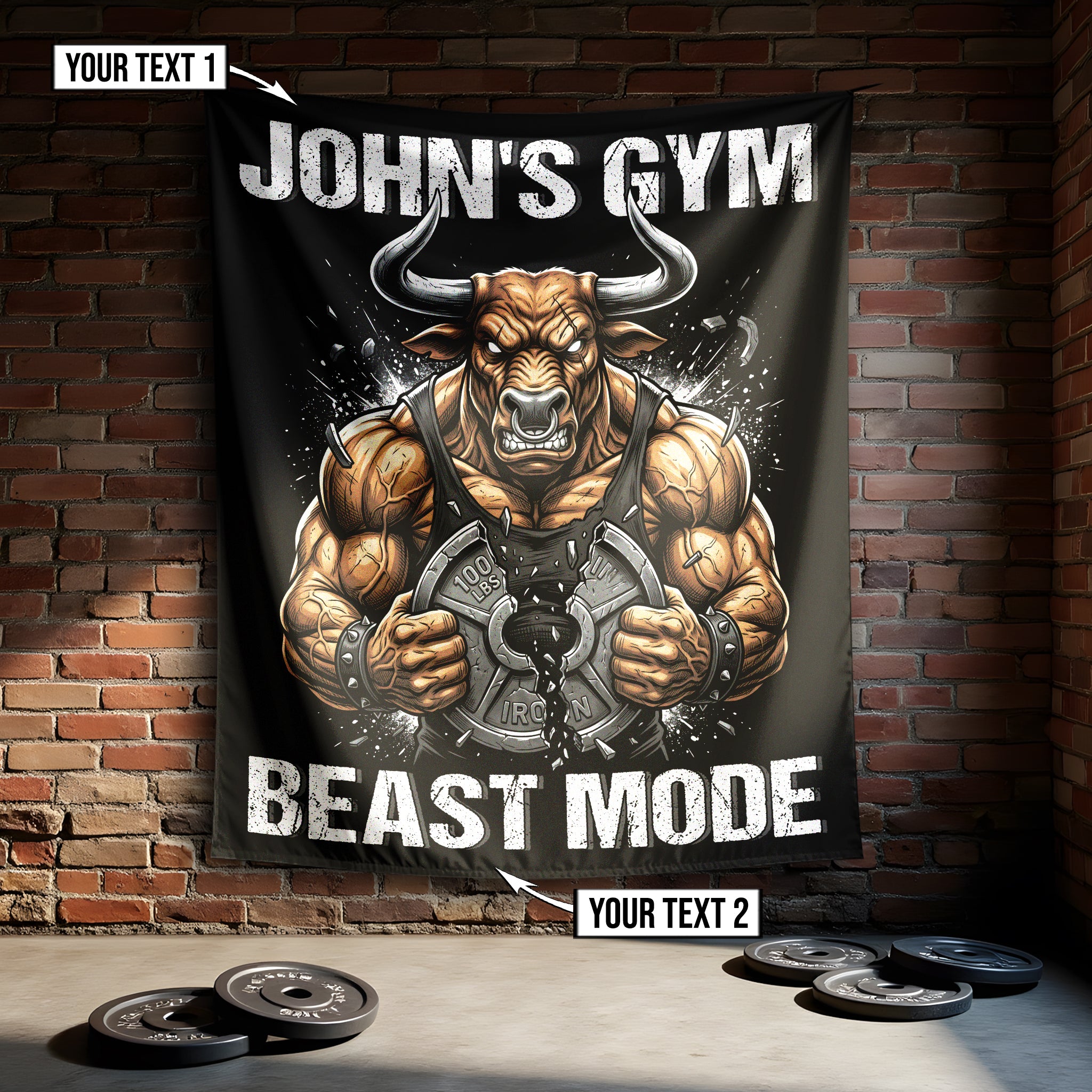 Beast Mode Bull Personalized Gym Banner 11563