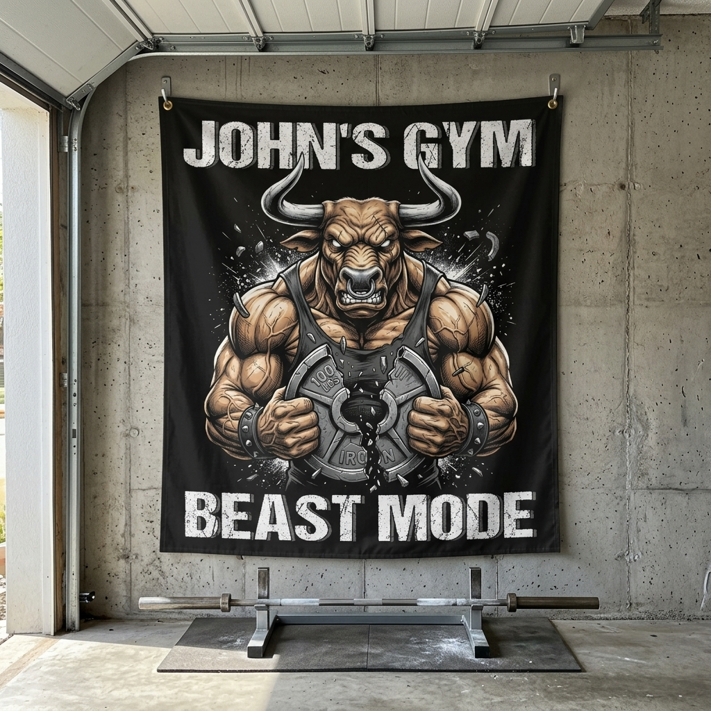 Beast Mode Bull Personalized Gym Banner 11563