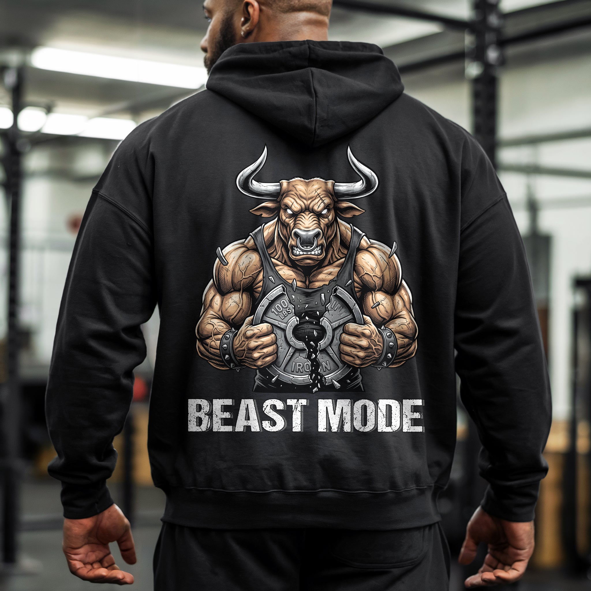 Beast Mode Bull Weightlifting Gym Hoodie 11566