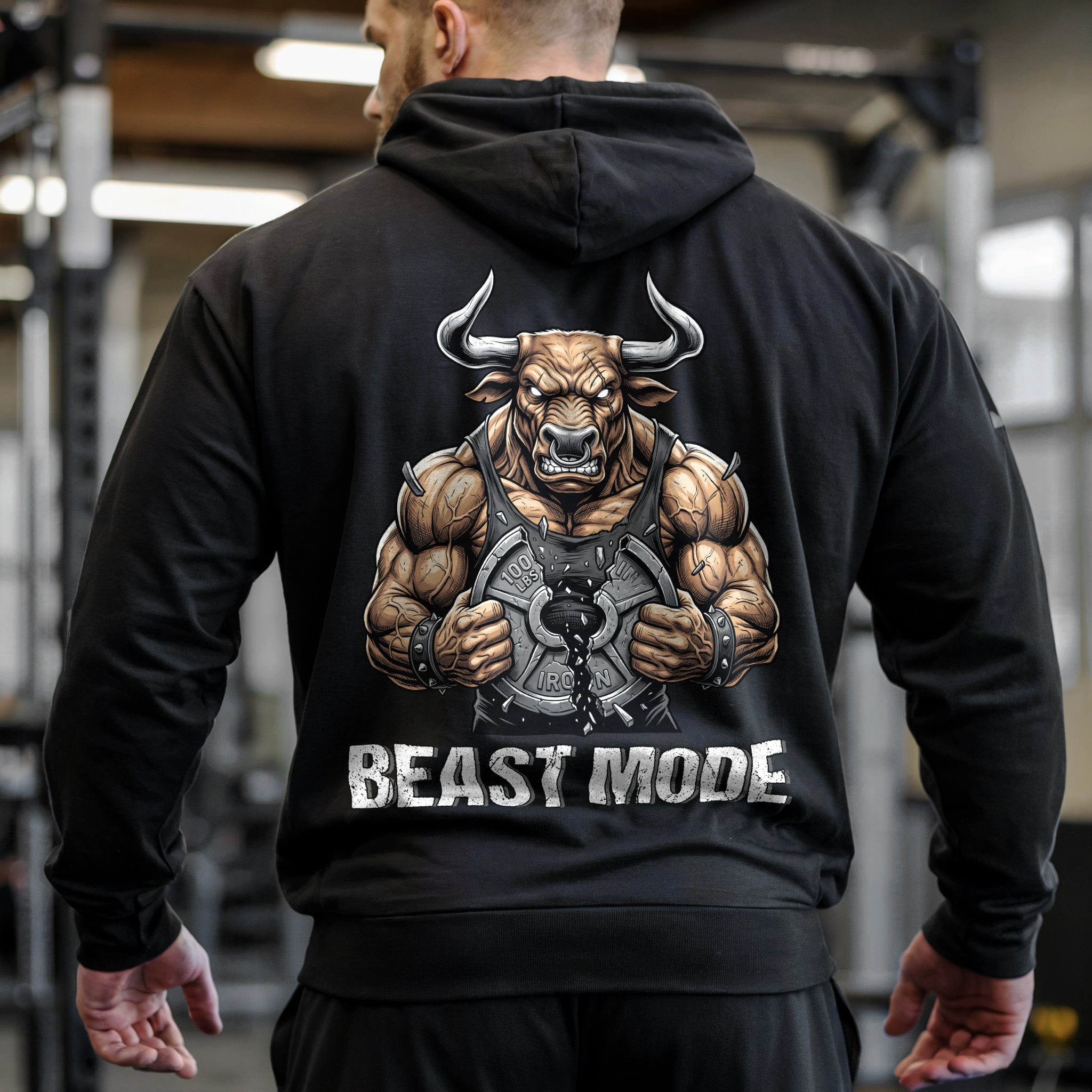 Beast Mode Bull Weightlifting Gym Hoodie 11566