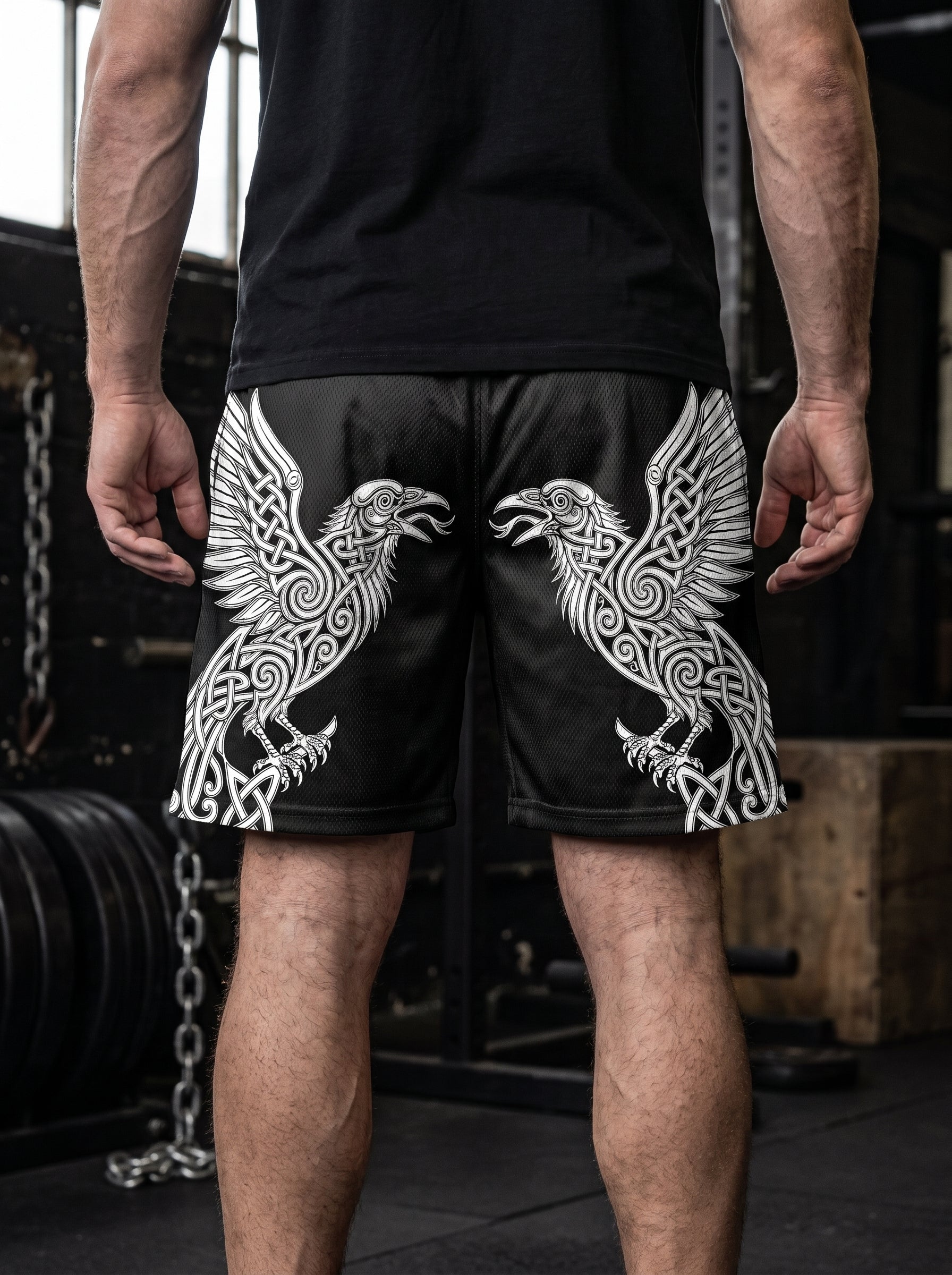 Odin's Twin Ravens Men's Gym Shorts 11567