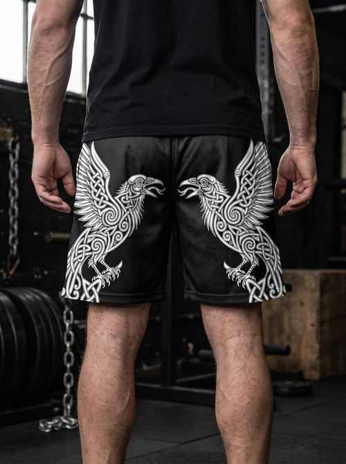 Odin's Twin Ravens Men's Gym Shorts 11567