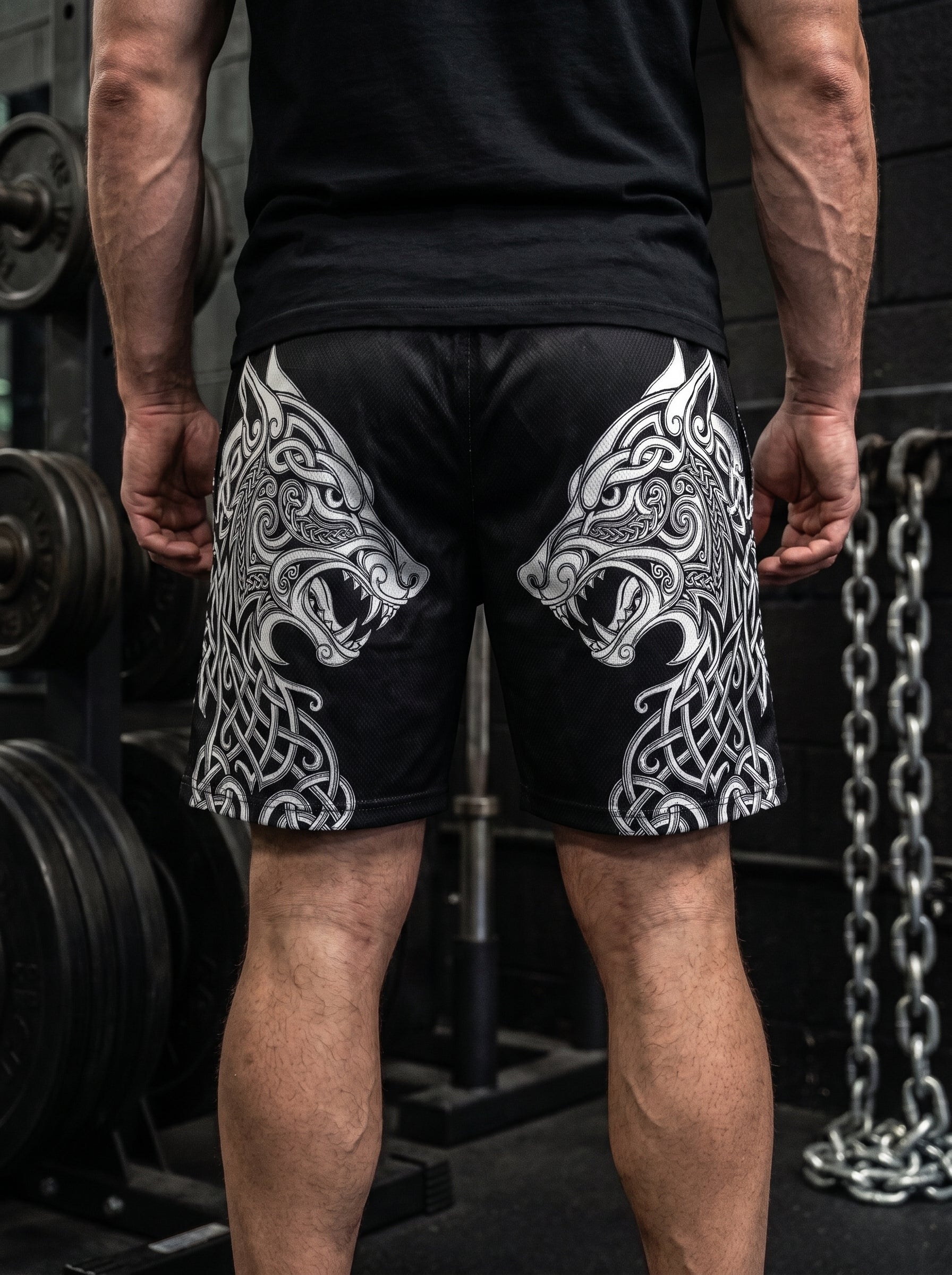 Unchained Fenrir Wolf Men's Gym Shorts 11568