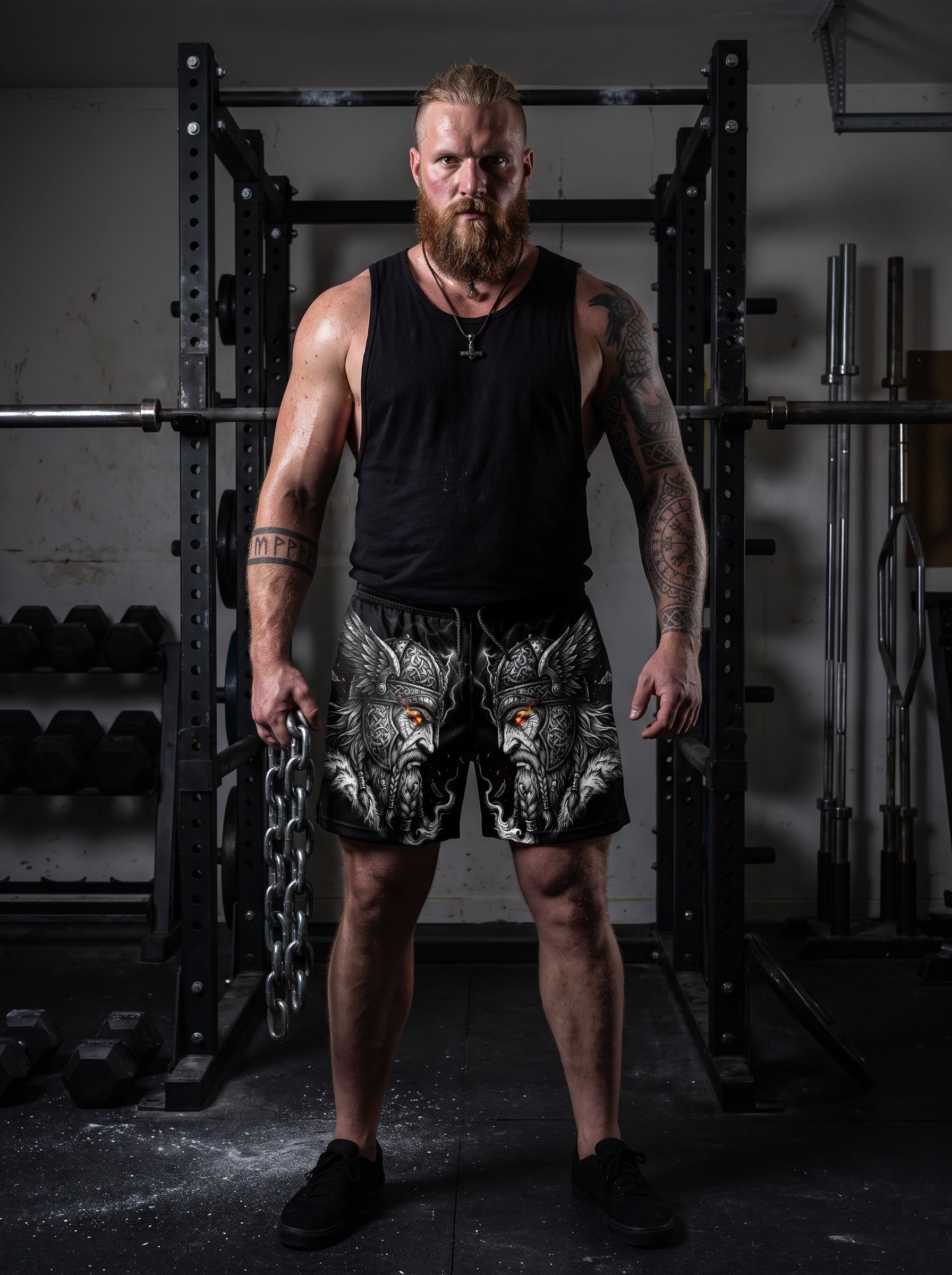 Wrath of Valhalla Viking Warrior Men's Gym Shorts