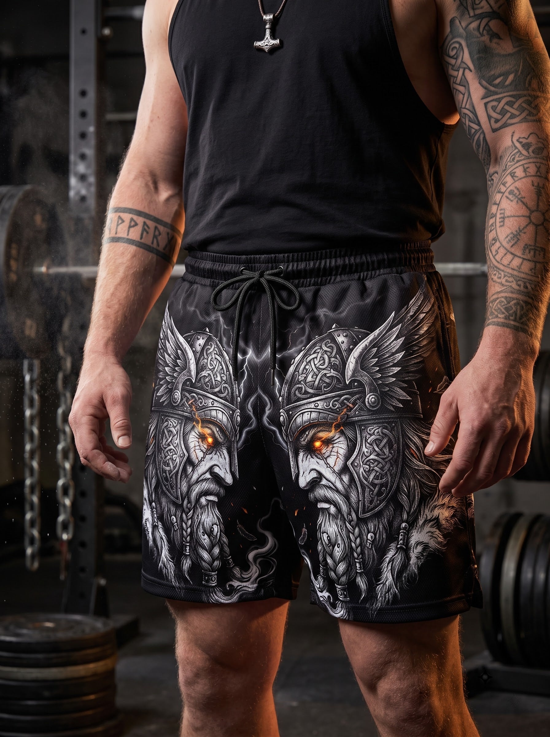 Wrath of Valhalla Viking Warrior Men's Gym Shorts