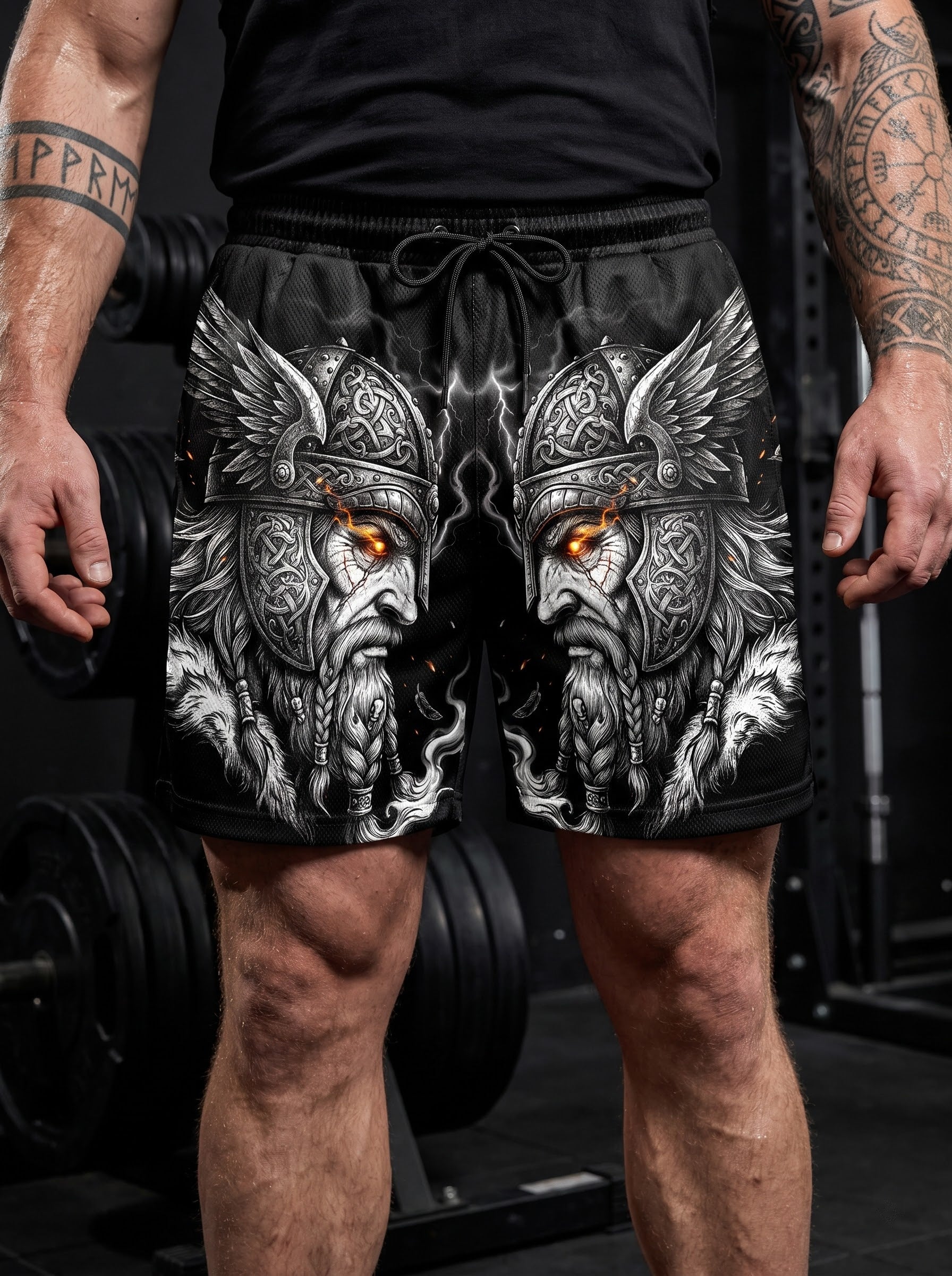 Wrath of Valhalla Viking Warrior Men's Gym Shorts