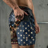 Bullet Riddled American Flag Skull Men's 2 in 1 Gym Shorts 11570