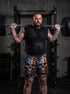 Bullet Riddled American Flag Skull Men's 2 in 1 Gym Shorts