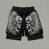 Roaring Jaguar Knight Aztec Skull Men's 2 in 1 Gym Shorts 11571