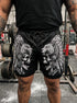Roaring Jaguar Knight Aztec Skull Men's 2 in 1 Gym Shorts