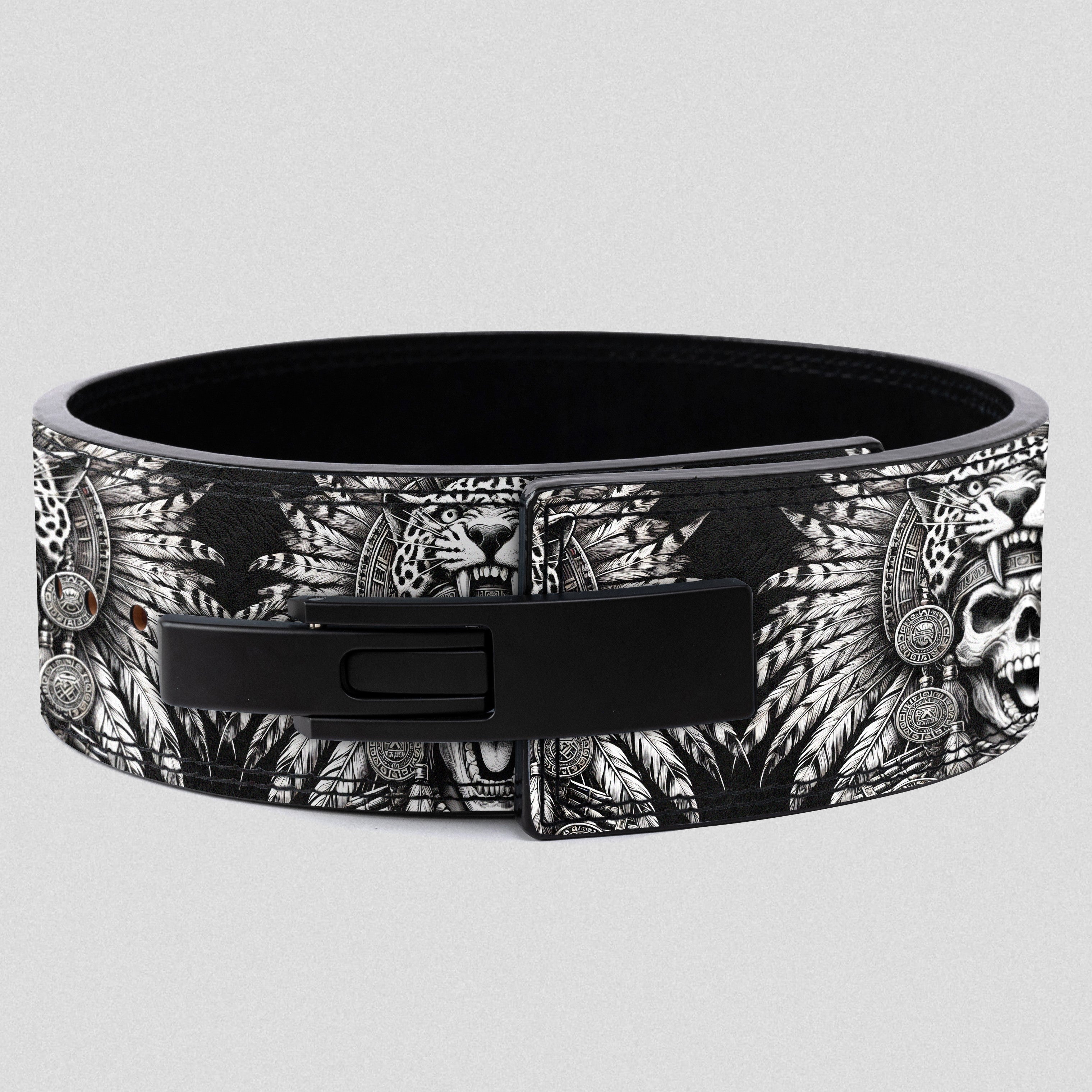 Personalized Jaguar Warrior Aztec Skull Lever Lifting Belt 11399