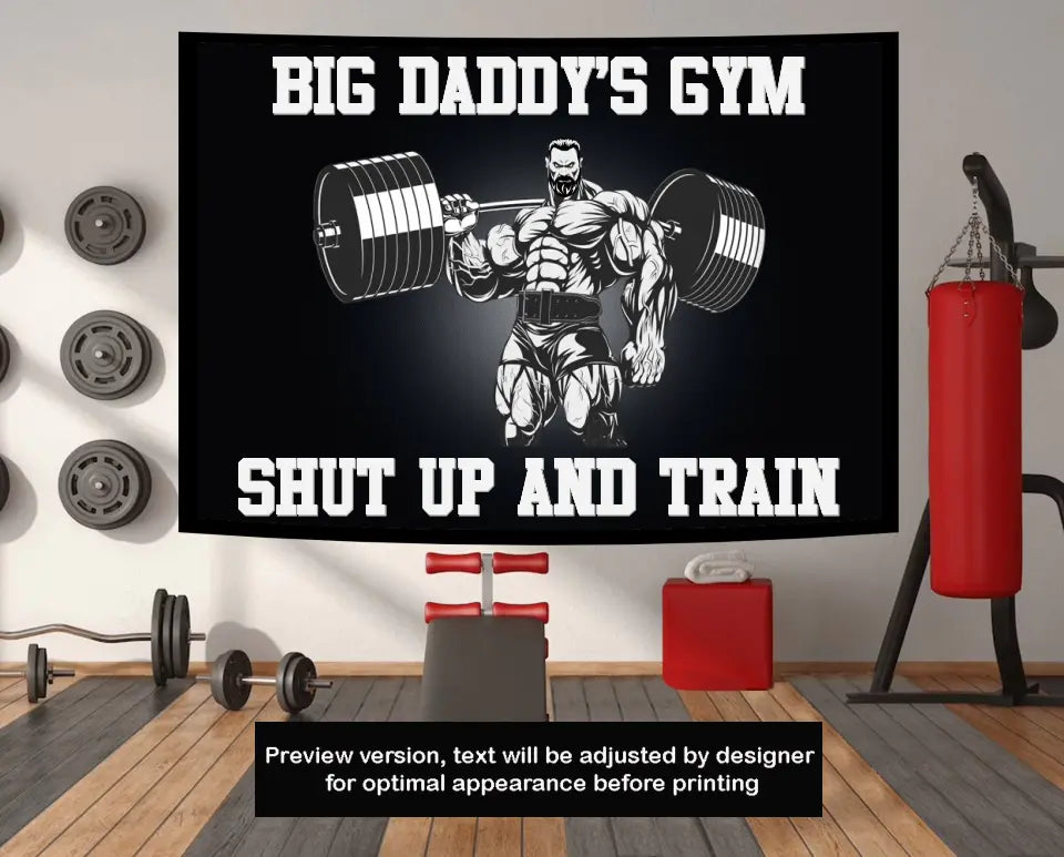 Personalized Muscle Man Gym Banner, Beard and Hair Can Be Changed 10203