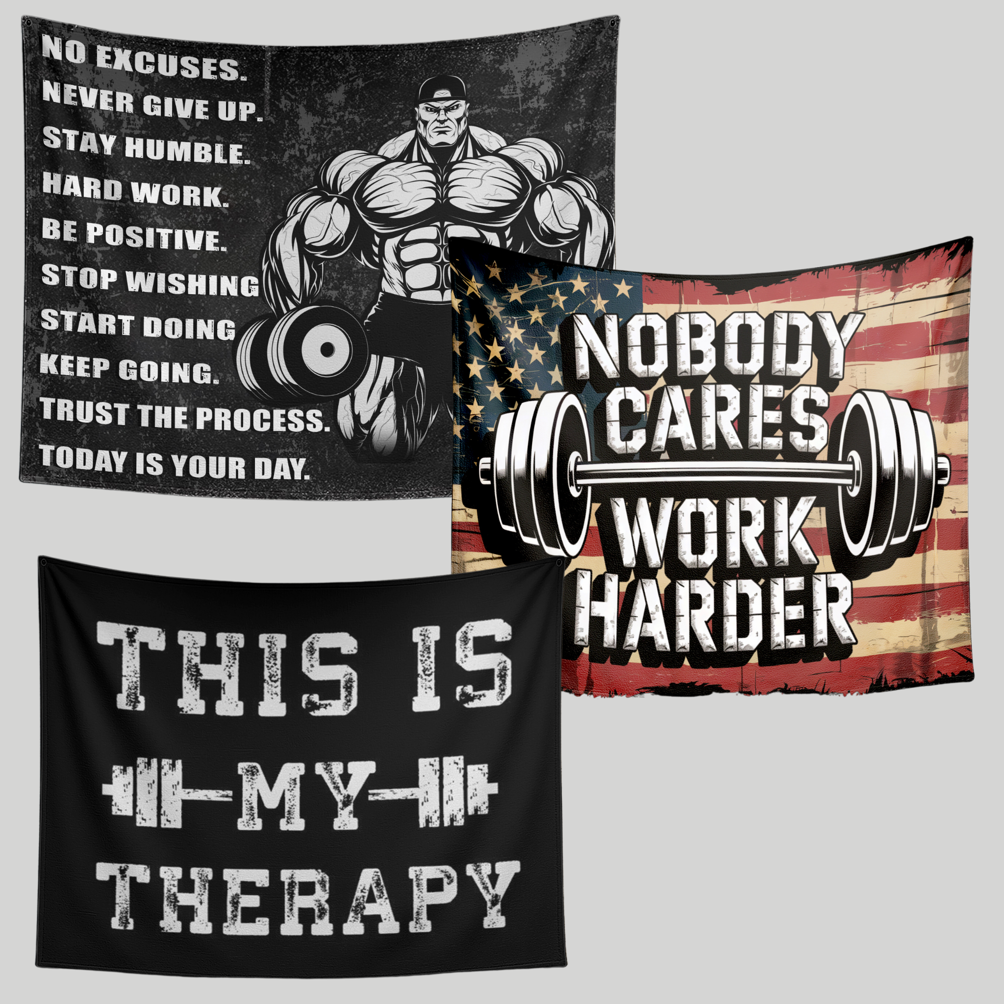 Gym Banner Motivation Bundle - 3 Banners Set