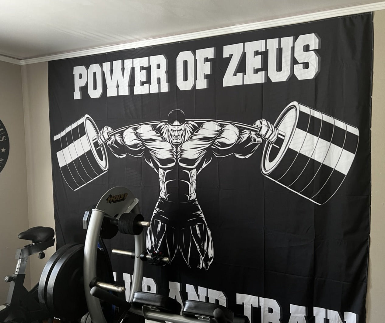 Personalized Home Gym Flags with Muscle Man Weightlifting
