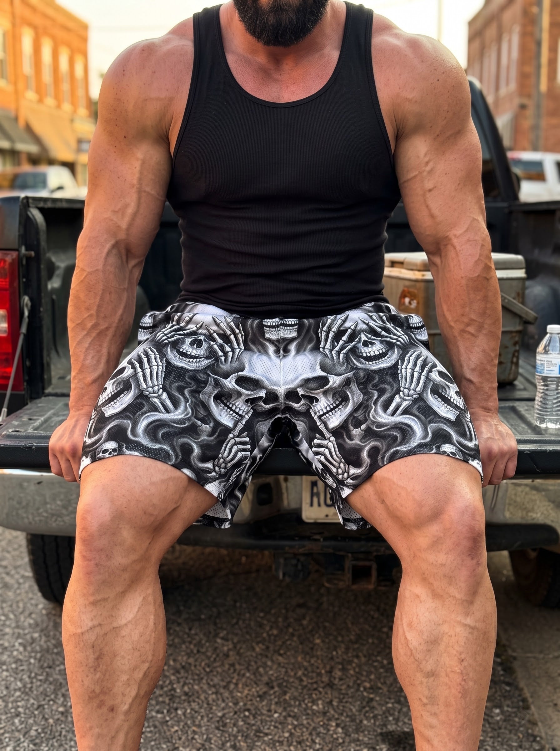 Three Wise Ghost Skulls Men's Gym Shorts 11548