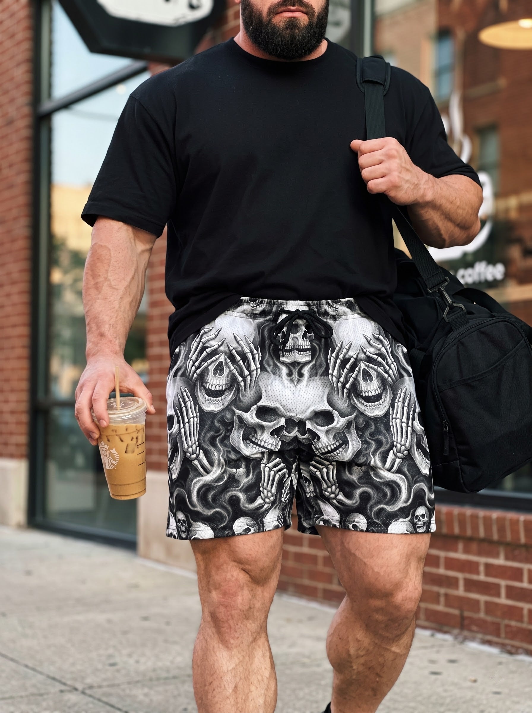 Three Wise Ghost Skulls Men's Gym Shorts 11548