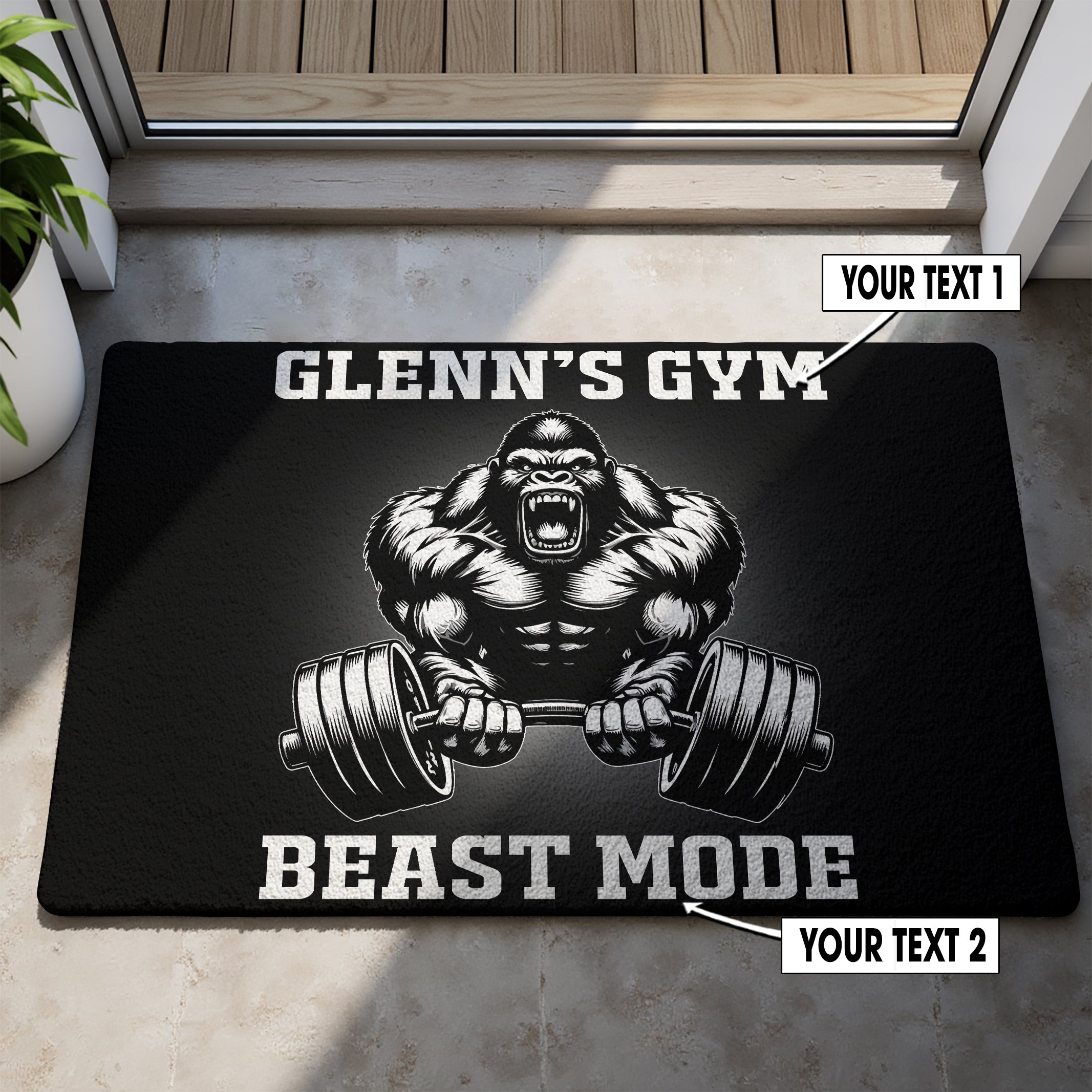 Personalized Gorilla Lifting Doormat for Home Gym Decor 11411