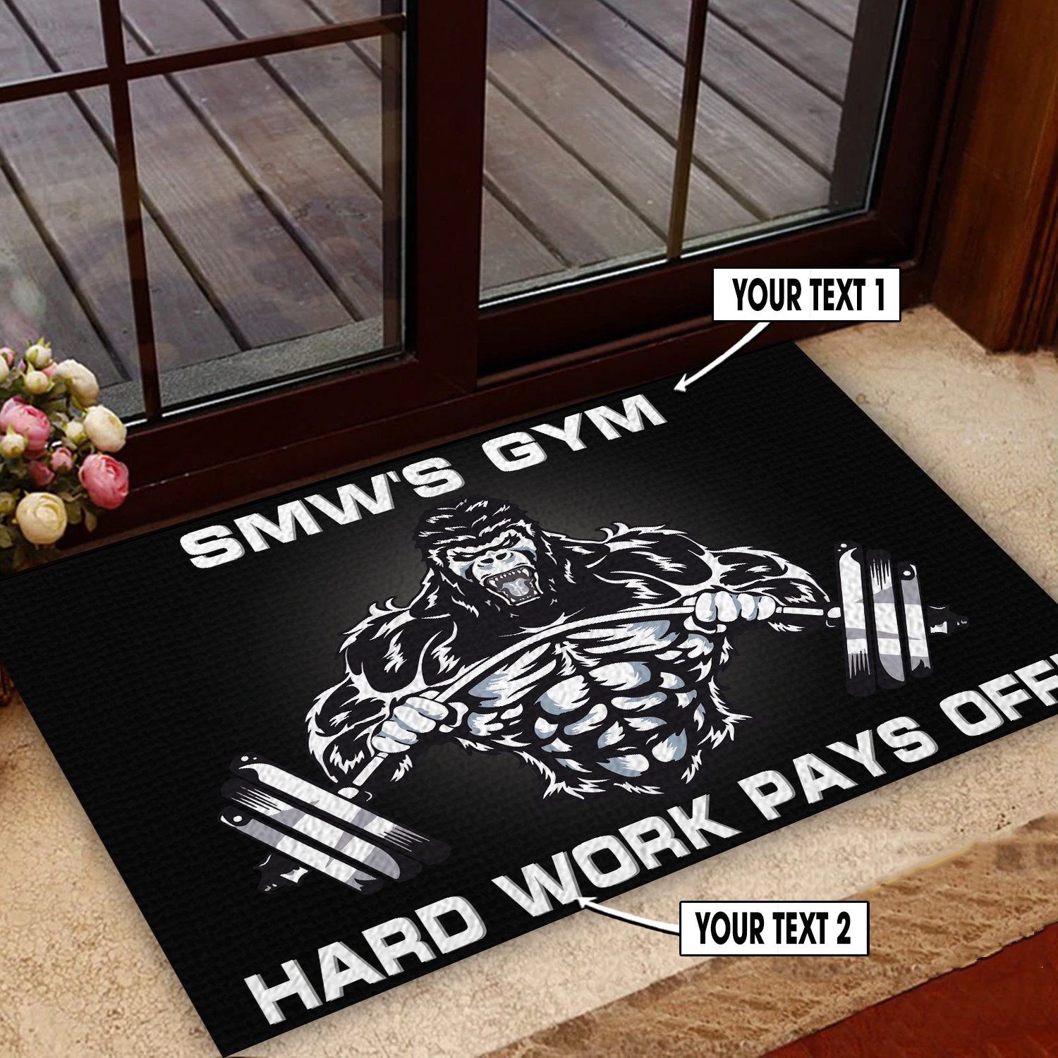 Personalized Gorilla Lifting Doormat for Home Gym Decor