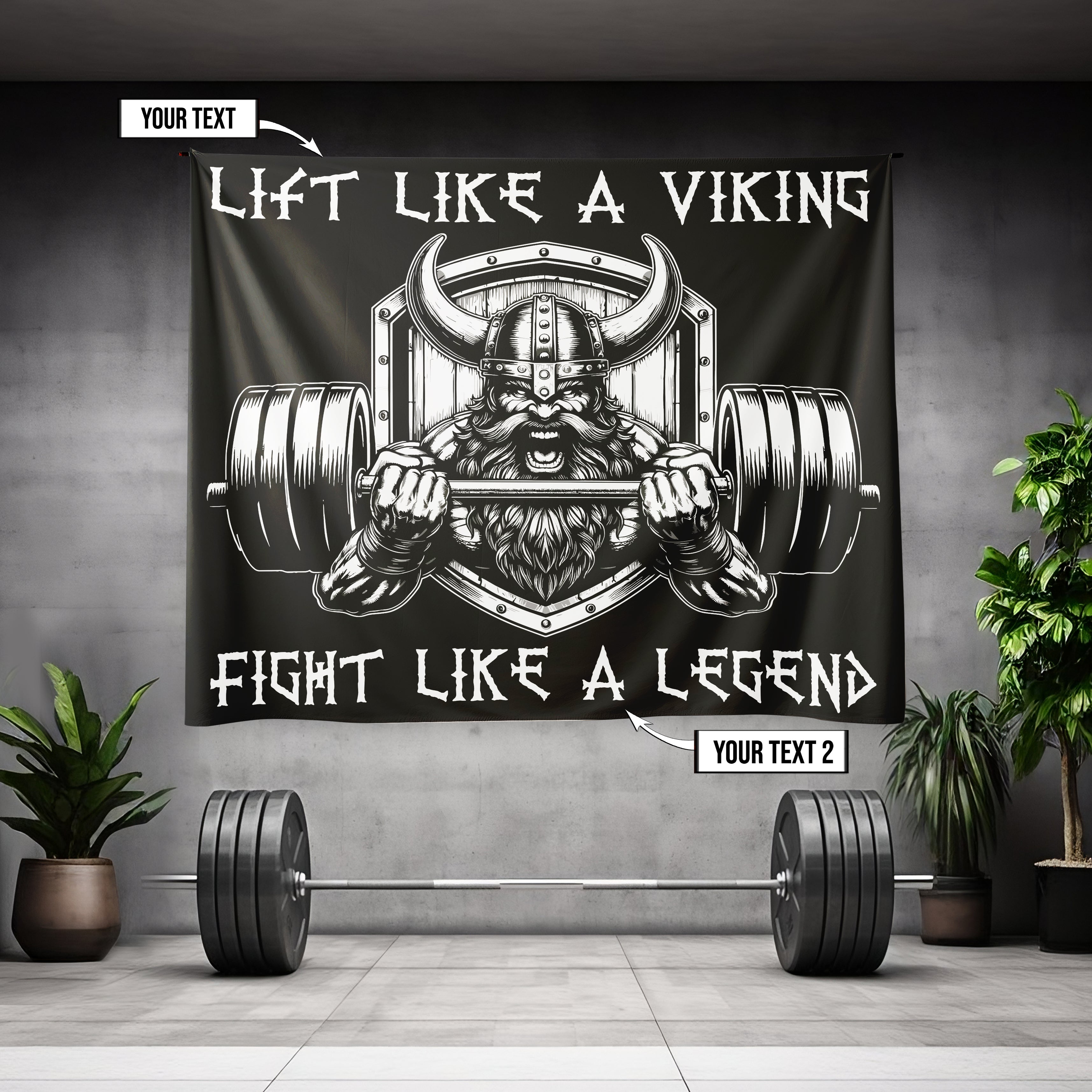 Customizable Viking Gym Banner – Forge Your Strength, Pillage Your Weakness 11437