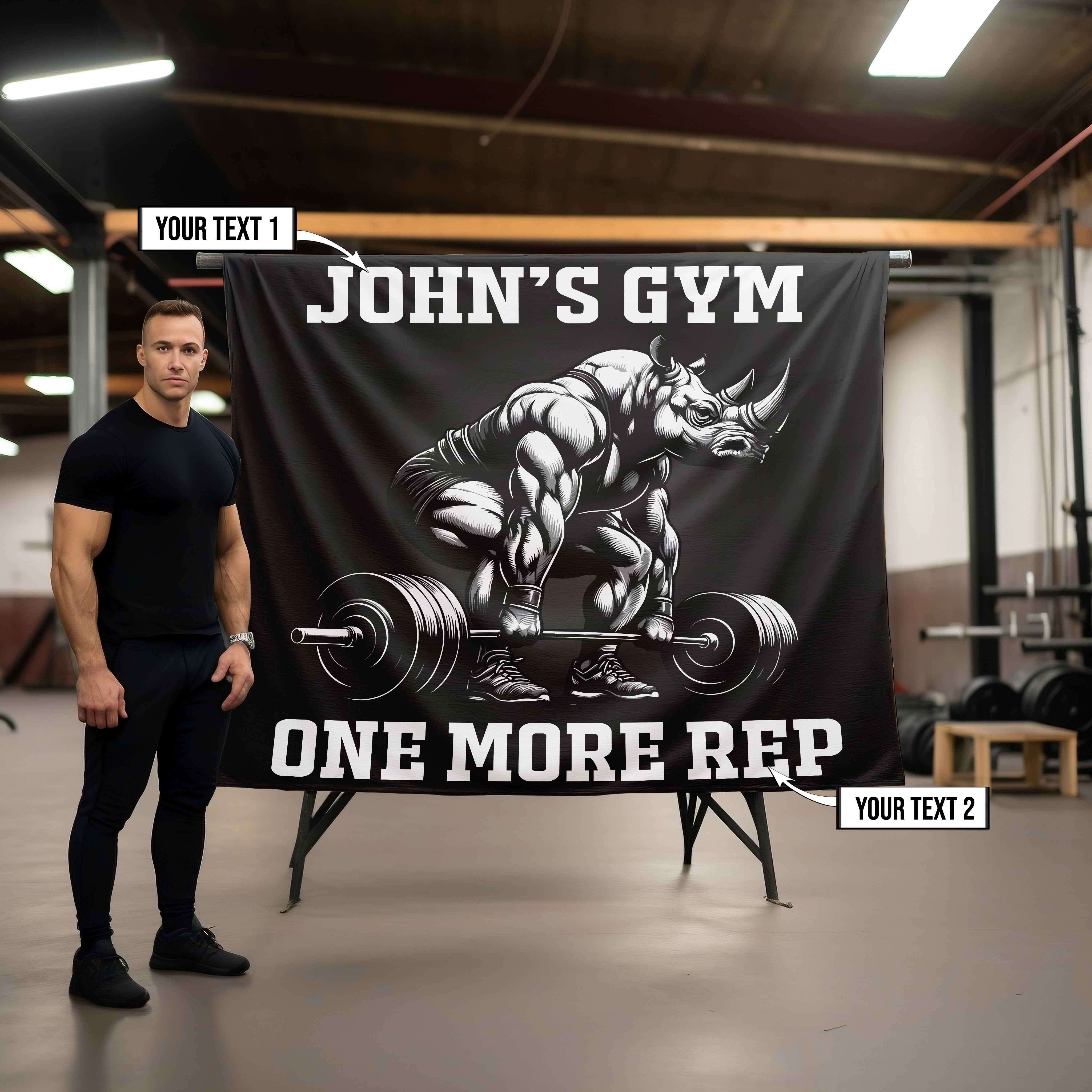 Rhinoceros Gym Flag - One More Rep 11379